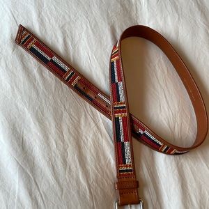 WANT Les Essentiels de la Vie brown leather belt with colors pattern